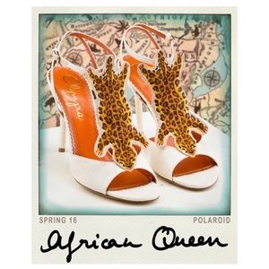 Charlotte Olympia Ivory Canvas Leopard Heel  5.5 5